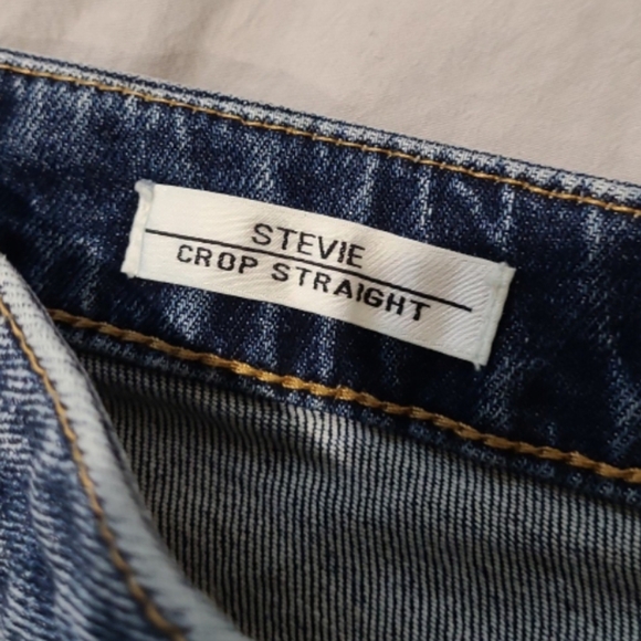 Vigoss Womens Size 32 Stevie Crop straight dk. Wash Distressed Jeans - Picture 2 of 12